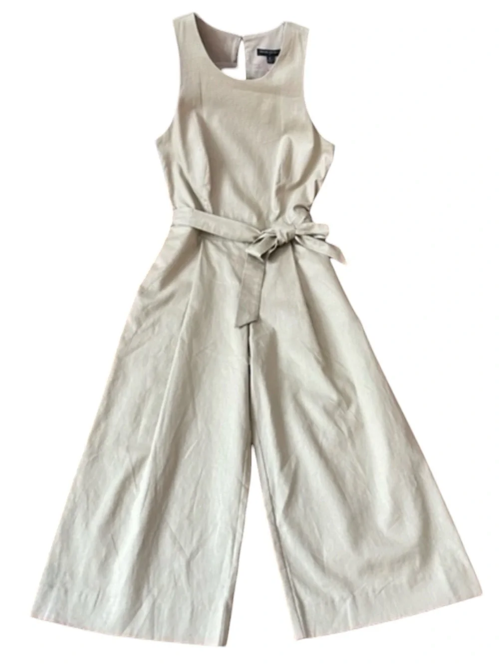 BANANA REPUBLIC Sleeveless Tie-Waist Wide-Leg Cropped Jumpsuit in Beige Size 2